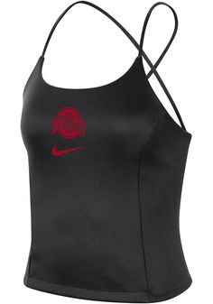 Give your tailgating look a cute update with this Ohio State Buckeyes Womens Tank Top! Look good and stay cool in this Black Icon Clash Sleeveless Shirt. This The Ohio State University Tank Top features a screen print team logo on center chest. Open back, Spaghetti straps, Cross straps across the back, Tie back, Princess seams, 100% Polyester, 4 Tennis Season, Nike Polo Shirts, Tennis Tank Tops, Womens Lacrosse, Tops Nike, Yoga Tank Tops, Princess Seams, T-shirts & Tank Tops, Ohio State Buckeyes