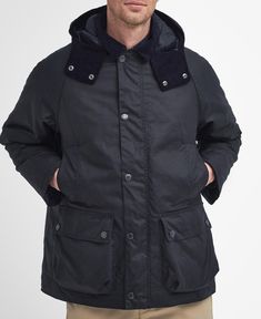 The iconic Beaufort Waxed Jacket was originally introduced to Barbour's outerwear range in 1983 as a sporting jacket, inspired by Dame Margaret Barbour's visits to France. This season, the brand welcomes the Barbour Modern Beaufort Waxed Jacket to the collection for a cold-weather take on this core style. Detailed with a detachable hood, quilted lining and handwarmer pockets, this piece was made with the plummeting temperatures in mind. Classic Utility Jacket With Padded Collar For Outdoor, Classic Weatherproof Hooded Outerwear, Classic Hooded Waterproof Outerwear, Classic Waterproof Hooded Outerwear, Classic Outerwear With Double-lined Hood For Outdoor, Classic Hooded Sport Coat For Outdoor, Classic Hooded Jacket With Detachable Hood, Classic Winter Utility Jacket With Padded Collar, Classic Sport Coat With Padded Collar For Outdoors