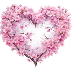 a heart shape made up of pink flowers