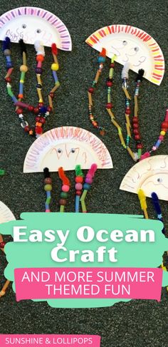 easy ocean craft and more summer themed fun for kids using paper plates, beads, and string