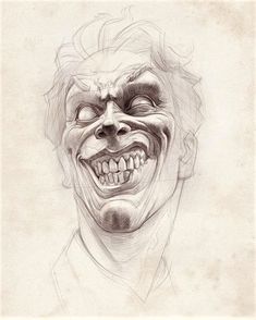 a drawing of a man's face with an evil smile on his face and mouth