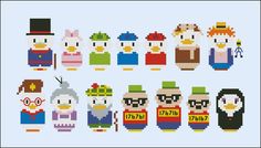 an image of pixel art with people in different colors and sizes on the same page