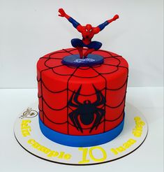 a spiderman birthday cake with the number 10 on it