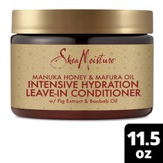 SheaMoisture Intensive Moisture Manuka Honey & Mafura Oil Leave In Conditioner deeply nourishes and smooths hair for easy natural styling. Our Manuka Honey, Mafura & Baobab Oils, and Fair Trade Shea Butter blend in a nutrient-rich formula conditions ultra-dehydrated strands to help smooth hair and reduce frizz. This curly hair treatment instantly reveals beautiful, healthy-looking hair. It's also perfect for natural and transitioning hair. Apply SheaMoisture Manuka Honey & Mafura Oil Intensive H Shea Moisture Manuka Honey, Red Palm Oil, Baobab Oil, Shea Moisture, Raw Shea Butter, Manuka Honey, Shea Moisture Products, Leave In Conditioner, Homemade Beauty Products