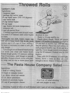 an old newspaper advertisement for the pasta house company