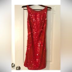 Theia Red Sequin Dress. Only Worn Once. Good Condition Theia Dresses, Red Sequin Dress, Red Sequin, Size 8 Dress, Sequin Dress, Colorful Dresses, Sequin, Womens Dresses, Red