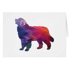 a card with a dog's silhouette on the front and side, in multicolors