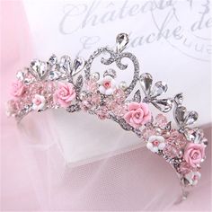 Princess Life, Quinceanera Crown, Crown Aesthetic, Floral Rosa, Makijaż Smokey Eye, Headband Tiara, Floral Headpiece