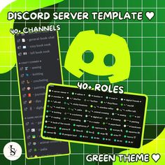 a computer screen with the words disord server template and green theme