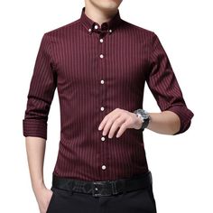 This stripe button up shirt is great for Business and Formal Attire. It is made from Polyester and Spandex, has a turn- down collar, long sleeves and a single breast closure. Pair with your favorite Jeans and Accessories! Perfect Fit Guarantee You only need to provide us with your height weight and collar size and we will do the measurements to give you the shirt that fits you the most. Before Tailoring a shirt, we will contact you with our measurements and reassure with you.If you are not 100% satisfied with our service, we guarantee a free of charge replacement or contribution towards a local tailoring service to achieve the perfect fit. Material: Spandex,PolyesterCollar: Turn-down CollarClosure Type: Single Breasted Formal Fashion, Business Men, Fitted Dress Shirts, Business Casual Men, Formal Style, Formal Attire, Black Shirt Dress, Mens Shirt Dress, Casual Shirts For Men