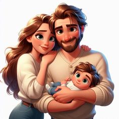 a man and woman are holding a baby in their arms, while the child is wearing a sweater