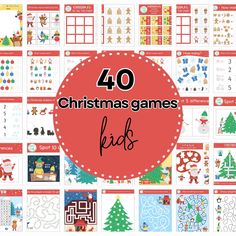 christmas games for kids with the title overlaying 40 christmas games to help them learn