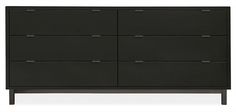 a black dresser with six drawers and two doors