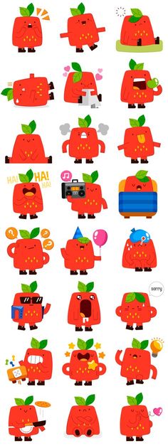 an orange cartoon character with many different expressions