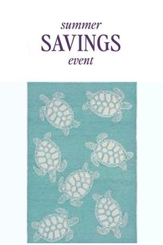 four sea turtle rugs on a blue background