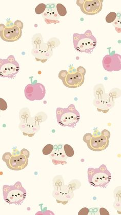 an animal themed wallpaper with many different animals on it's face and ears