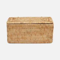 an empty wicker box on a white background