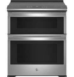 two stainless steel ovens side by side