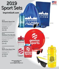 an advertisement for sports gear including sunglasses, water bottle, and other items to be purchased