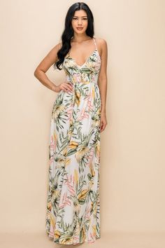 Anew Couture Leaf Print Maxi Dress is a style sizzler with its bold mix of colors and leafy look. This cute maxi features adjustable criss cross spaghetti straps, a V neck, a front slit, and a lined maxi silhouette for easy wear. Rock this cute maxi dress with hoops and heels for a hot date night or lunch out with friends. Care Always read labels Size S M L Cute Maxi Dress, Printed Maxi, Leaf Print, Printed Maxi Dress, Leaf Prints, Label Sizes, Easy Wear, Criss Cross, Date Night