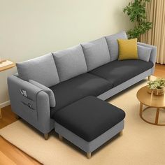 a couch and ottoman in a living room