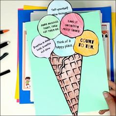 an ice cream cone with three speech bubbles on it and the words count to ten