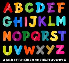 an alphabet with different colors and shapes on black background stock photo - 549872