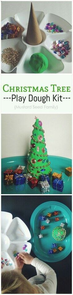 christmas tree play dough kit for kids