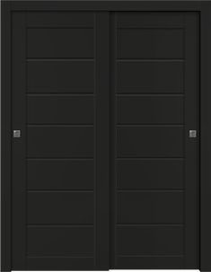 an open black double door on a white background