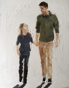 paint by numbers | Father and Daughter Walking | intermediate portrait | FiguredArt Painting Cake, Father And Daughter, Family Wall Art, Kids Art, Learn To Paint, Pictures To Paint, Paint Set