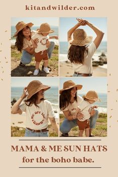 Matching Sun Hats for Mama and Me in Tan from Kit & Wilder. Your new favorite way to match your kids, matching straw sun hats. These are foldable and lightweight, great for packing on vacation or in your bag for a day at the beach. These neutral toddler and kid hats will match with everything but we pair them with many of our earth toned sets. The perfect mother's day gift for yourself to match with your babies without sacrificing that boho and hippie style. Shop our other colors too! Minimalist Mama, Trendy Baby