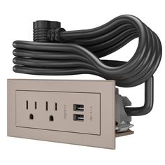 an electrical outlet with two black wires attached to it