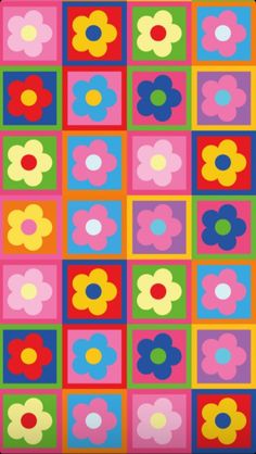 a colorful square with flowers on it