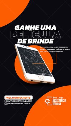 an advertisement for a cell phone repair company with the words, gam uma pekula de brinde