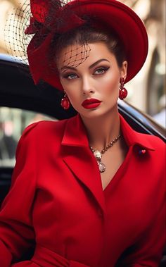 Elegance Woman, Pink Fur Coat, Classy Hats, Face Shape Hairstyles, Woman Accessories, Seductive Clothes, Beautiful Hats, Girl With Hat, Red Fashion