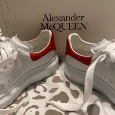 Still Crisp White Leather And Insole, Very Durable, Worn Couple Times, A Few Scuff Marks Overall Still In Great Condition. Unisex Alexander Mcqueen Kids Shoes, Alexander Mcqueen White, Alexander Mcqueens, Mcqueen Shoes, Alexander Mcqueen Shoes, Couple Time, White Leather, Kids Shoes, Alexander Mcqueen