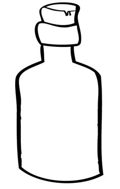 a black and white drawing of a bottle with a stopper on it's top