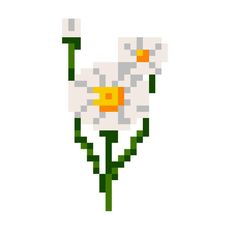 an image of a pixelated flower on a white background in the style of 8 bit video game art