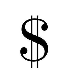 a dollar sign is shown in black on a white background with the word $ below it