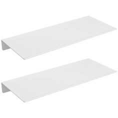 two white shelves are shown side by side