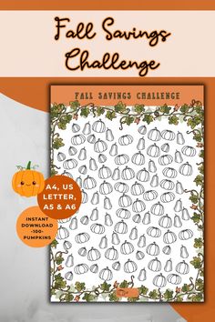 the fall savings challenge with pumpkins and leaves