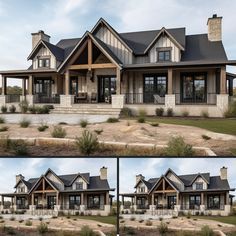 the front and side views of a large house