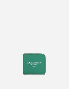 Calfskin card holder with Dolce & Gabbana Milano logo: Green Zipper fastening with branded slider Coin pocket Six card slots Measurements: H10 x L11 x D1 cm Made in Italy Airport Fashion, Logo Color, Green Leather, Wallet Men