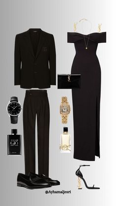 Couple Suit Outfit, Men Elegant Outfit Classy, Old Money Couple, Money Couple, Ysl Dress, Perfume Black, Elegance Dress