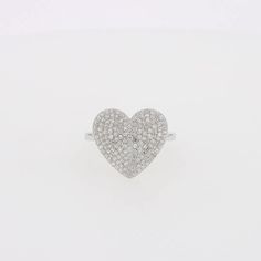 Effy Pave Classica 14K White Gold Diamond Heart Ring Sterling Silver Heart Diamond Ring, Sterling Silver Heart Diamond Ring Fine Jewelry, Sterling Silver Heart Shaped Diamond Ring, Fine Jewelry Heart Ring With Pave Setting As Gift, Heart Cut Rings With Pave Setting For Gift, Valentine's Day Heart Ring With Pave Setting As Gift, Silver 14k Gold Heart Ring Fine Jewelry, White 14k Gold Heart Shaped Ring, Heart Shaped White Gold Diamond Ring With Vvs Clarity