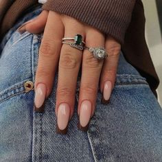 September Nails, Fall Nail Trends, Cute Nails For Fall, Smink Inspiration, French Tip Acrylic Nails, Fall Acrylic Nails, Thanksgiving Nails, Acrylic Nails Coffin Short, Brown Nails