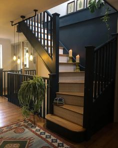 the stairs in this house have been painted black