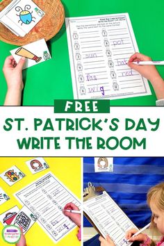 st patrick's day write the room activity with free printables for kids