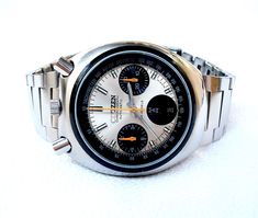 💓 𝐄𝐧𝐣𝐨𝐲 𝐒𝐭𝐨𝐫𝐞 !! 💓 We offer an elegant wristwatch in excellent condition Joya high-end Japan watches for men's Brand CITIZEN Model Chronograph - Bullhead  Reference 8110 Style Sport Measurements 38mm (excluding crown) Circa 1970 (watch with more than 55 years) Origin Japan Dial signed CITIZEN Double calendar Case octagonal, stainless steel, serial 10300688, signed CITIZEN Movement automatic, signed CITIZEN Caliber 8110A  -  23 Jewels Excellent working and performance It has a maintenance service before putting it up for sale All my watches are subjected to review and service, to ensure proper operation Bracelet stainless steel, signed CITIZEN The photos published for the article offered All our photos are high quality, so you can see well, in detail, the article, and there is n Panda Watch, Style Sport, Automatic Watch, Stainless Steel Bracelet, Vintage Watches, Chronograph, Jewellery And Watches, Antique Jewelry, Favorite Jewelry