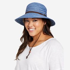 Women's Packable Straw Hat - Wide Brim | Eddie Bauer Lightweight Bucket Hat With Curved Brim For Vacation, Lightweight Curved Brim Bucket Hat For Vacation, Adjustable Visor Sun Hat For Outdoor, Adjustable Outdoor Sun Hat Visor, Adjustable Outdoor Sun Visor Hat, Lightweight Visor Bucket Hat For Beach, Lightweight Spring Bucket Hat For Outdoor, Travel Bucket Hat With Upf 50+ For Beach Season, Adjustable Uv Protection Bucket Hat For Outdoor Activities